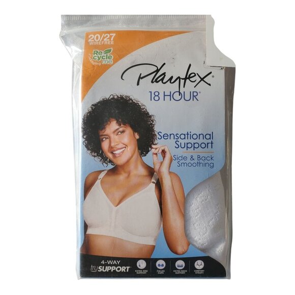 NWT Playtex 18 Hour Sensational Support Wireless Full-Coverage Bra in White - Picture 2 of 6